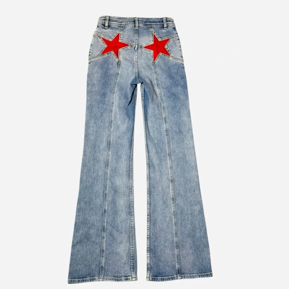 Free People We The Free Firecracker Flare Mid Stone Wash Jeans Size 27 - Picture 4 of 12